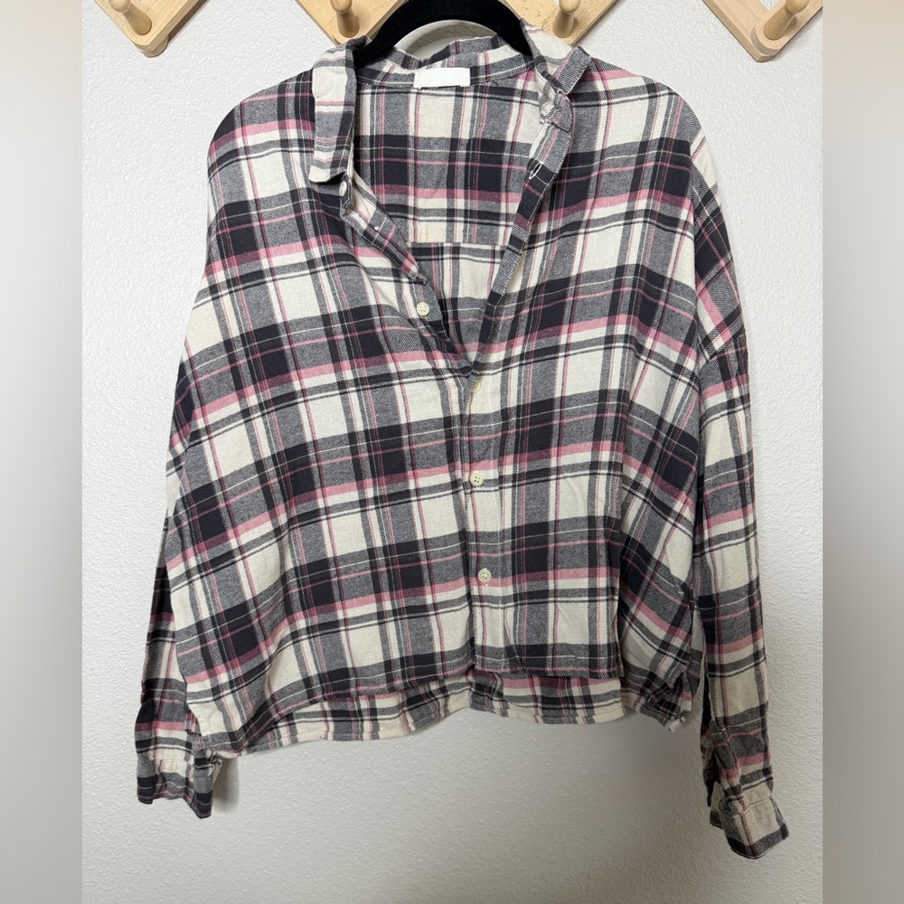 CP Shades Flannel Boxy Button down Sz S 100% cotton
